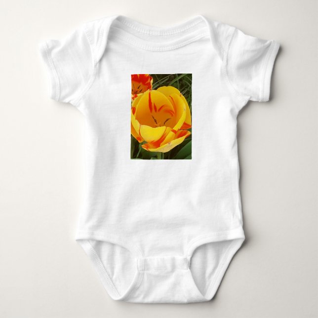Spring Yellow Tulips Baby Bodysuit (Front)