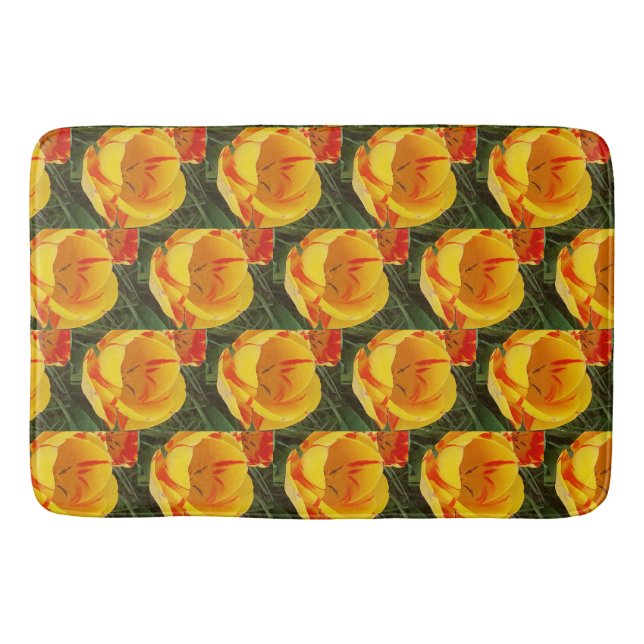 Spring Yellow Tulips Bath Mat (Front)