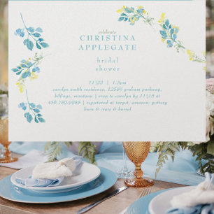 Spring Yellow Turquoise Wildflower Bridal Shower Invitation