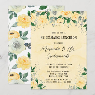Spring Yellow Watercolor Peony Bridesmaids Lunch Invitation