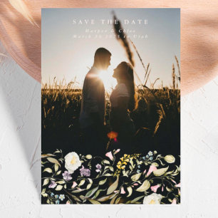 Spring Yellow Wildflower Pampas Boho Photo Save The Date