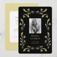 Spring Yellow Wildflowers B/W Photo Bridal Shower