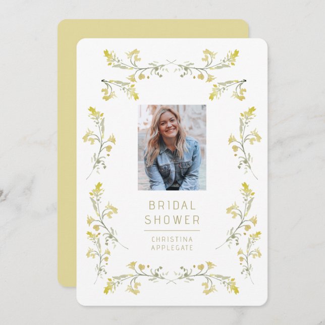 Spring Yellow Wildflowers Photo Bridal Shower Invitation (Front/Back)