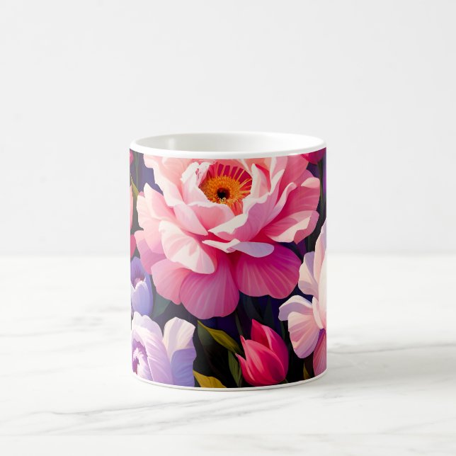 Spring Zen Sunrise Pink Blossom Garden  Coffee Mug (Center)
