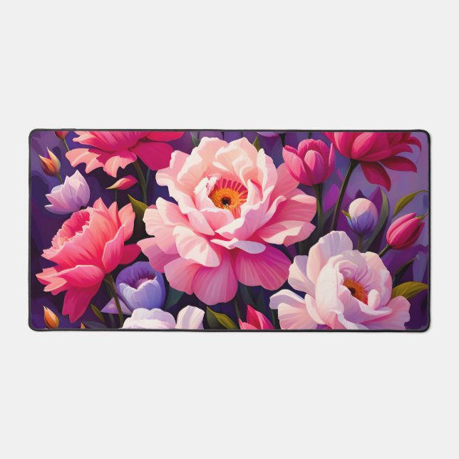 Spring Zen Sunrise Pink Blossom Garden  Desk Mat (Front)