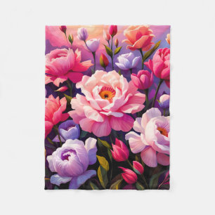 Spring Zen Sunrise Pink Blossom Garden  Fleece Blanket