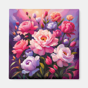 Spring Zen Sunrise Pink Blossom Garden Magnet
