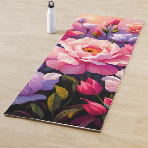 Spring Zen Sunrise Pink Blossom Garden Yoga Mat