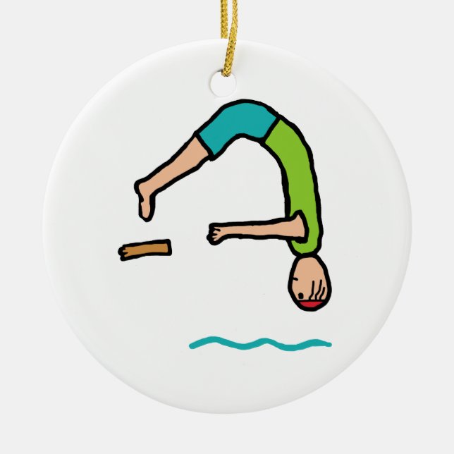 Springboard Diving Ceramic Ornament (Front)