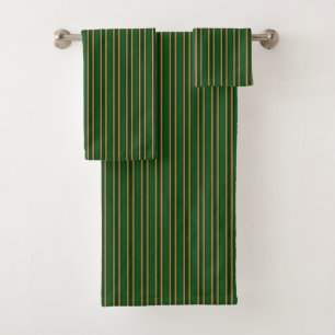 Springbok green and gold candy stripes bath towel set