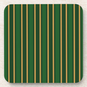 Springbok green and gold candy stripes coaster