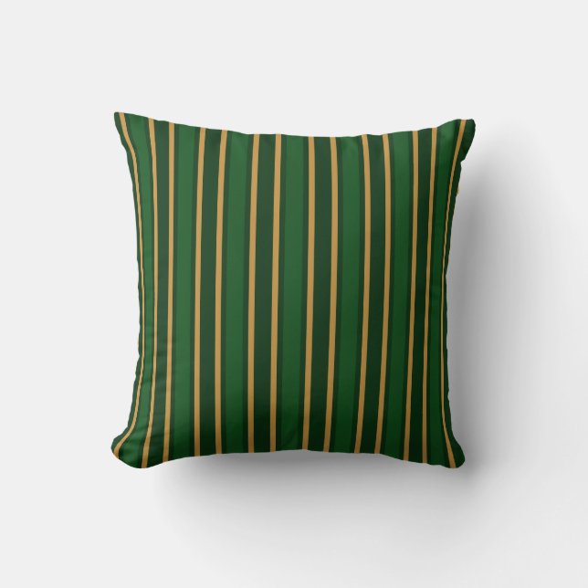 Springbok green and gold candy stripes cushion (Front)