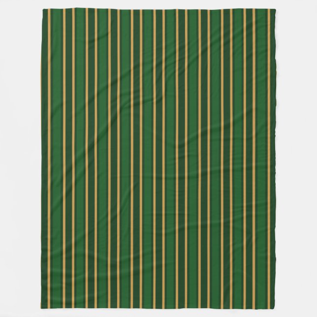 Springbok green and gold candy stripes fleece blanket (Front)