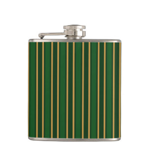 Springbok green and gold candy stripes hip flask