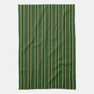 Springbok green and gold candy stripes tea towel