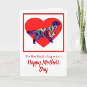 Springer Silhouette Dog Red Heart Mothers Day Card