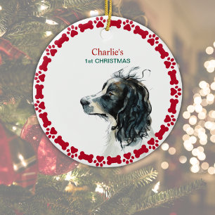 Springer Spaniel 1st Christmas Personalised Ceramic Ornament