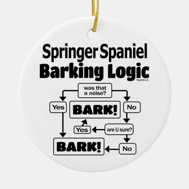 Springer Spaniel Barking Logic Ceramic Ornament (Front)