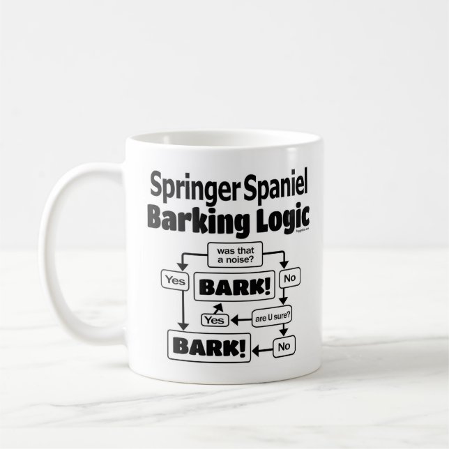 Springer Spaniel Barking Logic Coffee Mug (Left)