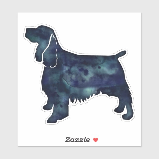 Springer Spaniel Black Watercolor Silhouette (Sheet)