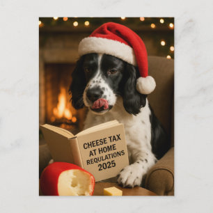 Springer spaniel 'Cheese Tax' Christmas postcard