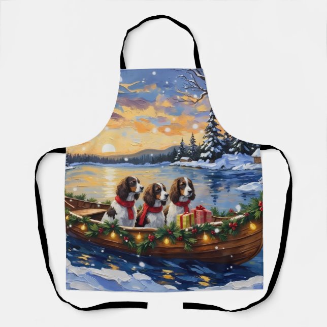 Springer Spaniel Christmas Boat Holiday Apron (Front)