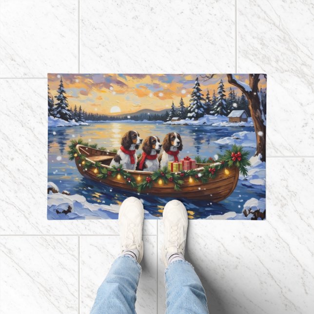 Springer Spaniel Christmas Boat Holiday Doormat (Indoor)