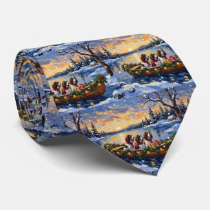 Springer Spaniel Christmas Boat Holiday Tie
