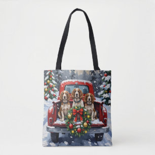 Springer Spaniel Christmas Red Truck Holiday Tote Bag