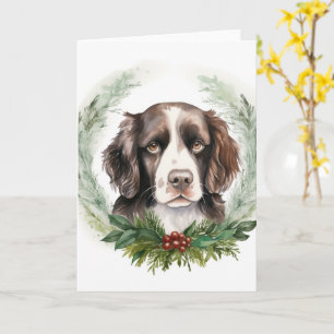 Springer spaniel Christmas Wreath Festive Pup Card