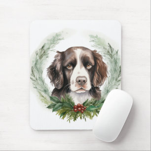 Springer spaniel Christmas Wreath Festive Pup Mouse Pad
