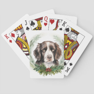 Springer spaniel Christmas Wreath Festive Pup Playing Cards