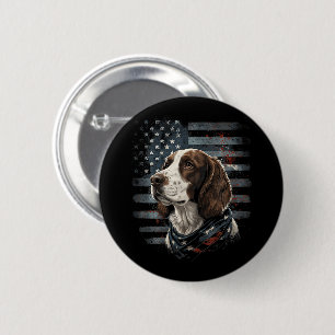 Springer Spaniel Dog American Flag 6 Cm Round Badge