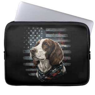 Springer Spaniel Dog American Flag Laptop Sleeve