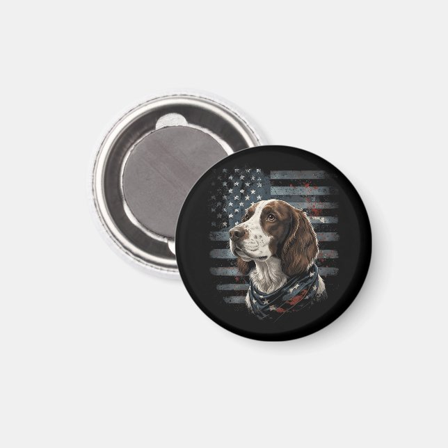 Springer Spaniel Dog American Flag Magnet (Front/Back)