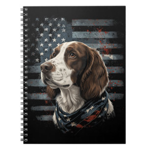 Springer Spaniel Dog American Flag Notebook