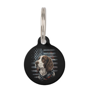 Springer Spaniel Dog American Flag Pet Tag