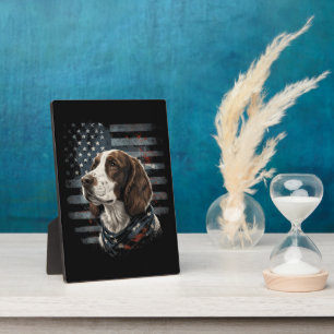 Springer Spaniel Dog American Flag Plaque