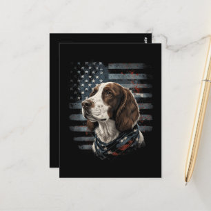 Springer Spaniel Dog American Flag Postcard