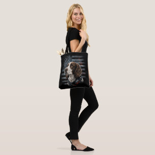 Springer Spaniel Dog American Flag Tote Bag