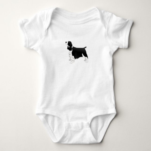 Springer Spaniel Dog Basic Breed Silhouette Black Baby Bodysuit (Front)