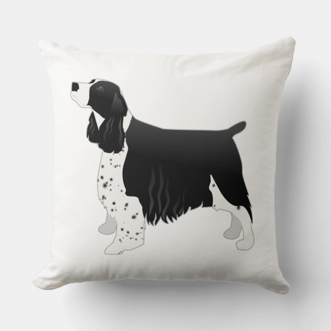 Springer Spaniel Dog Basic Breed Silhouette Black Cushion (Front)