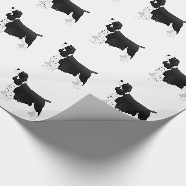 Springer Spaniel Dog Basic Breed Silhouette Black Wrapping Paper (Corner)