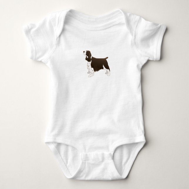 Springer Spaniel Dog Basic Breed Silhouette Brown Baby Bodysuit (Front)