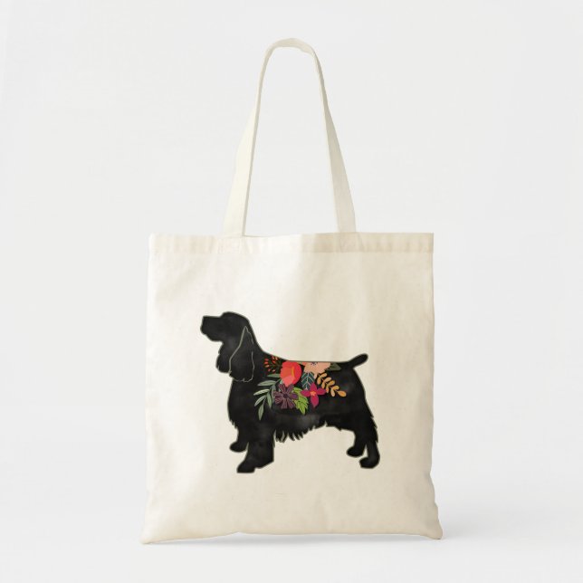Springer Spaniel Dog Breed Bohemian Floral Tote Bag (Front)