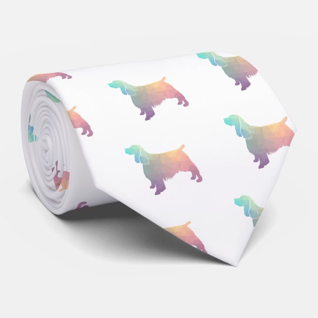 Springer Spaniel Dog Breed Geo Silhouette Pastel Tie (Rolled)