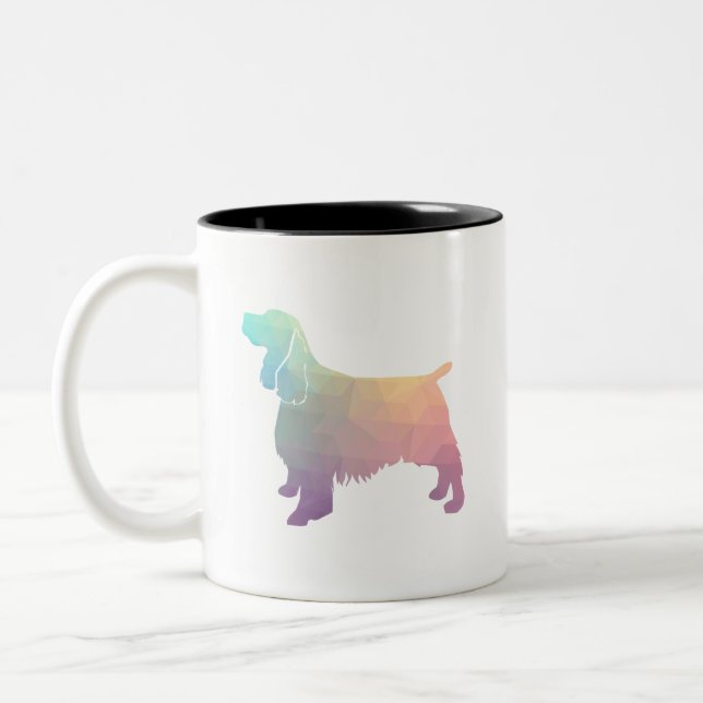 Springer Spaniel Dog Breed Geo Silhouette Pastel Two-Tone Coffee Mug (Left)