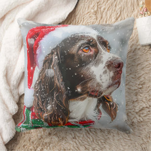 Springer Spaniel Dog Christmas Festive Cushion