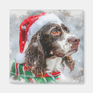 Springer Spaniel Dog Christmas Festive Magnet