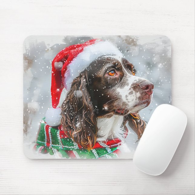 Springer Spaniel Dog Christmas Festive Mouse Pad (With Mouse)